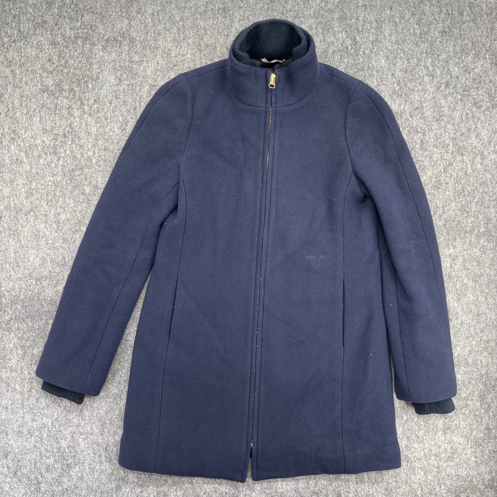 J.Crew Kids Coat 4T Italian Wool Full Zip Coat Navy Blue Ribbed Collar